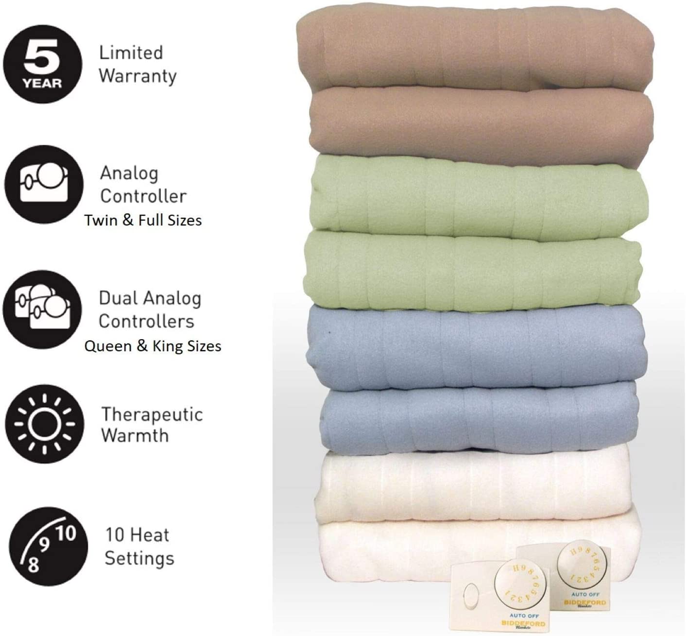 Biddeford Blankets Comfort Knit Heated Blanket